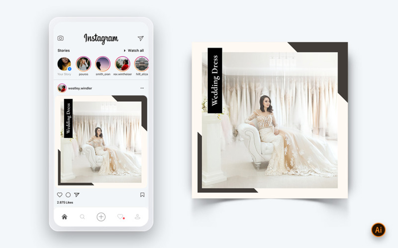 Wedding Invitation Social Media Instagram Post Design Template-02