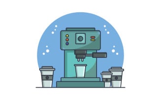 Coffee machine illustrated in vector on a white background