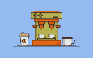 Coffee machine illustrated in vector on a white