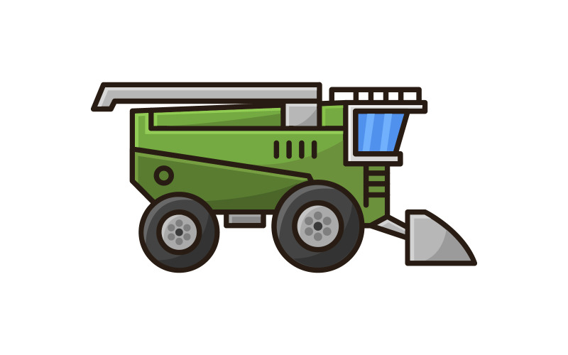 Harvester combine illustrated on a white background Vector Graphic