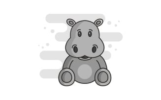 Hippo illustrated in vector on a white background