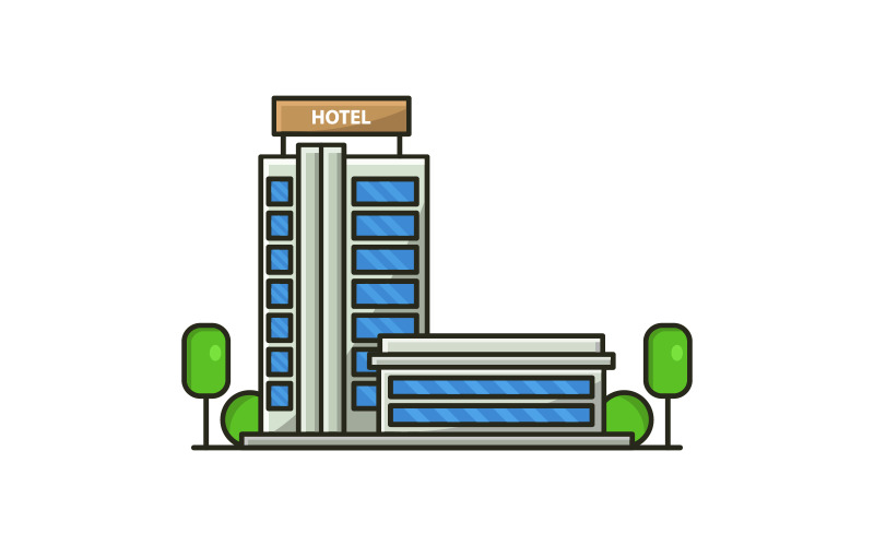 Hotel illustrated in vector on a background Vector Graphic