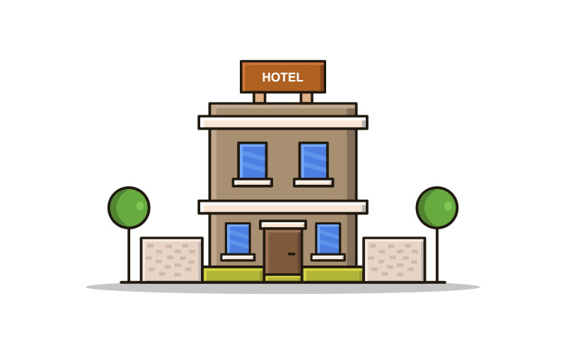 Hotel illustrated in vector on a white background Vector Graphic
