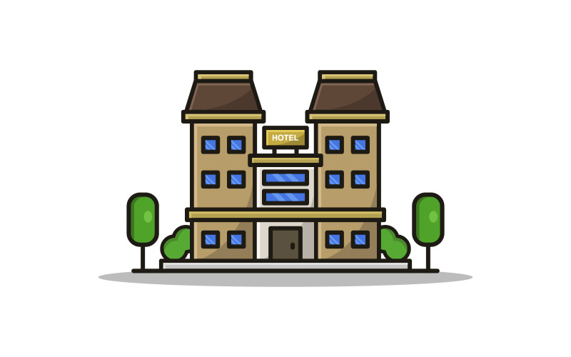 Hotel illustrated in vector on a white Vector Graphic