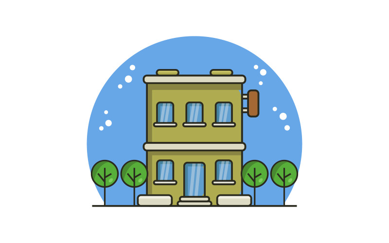 Hotel illustrated in vector Vector Graphic
