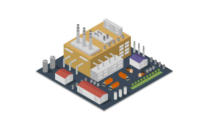 Isometric industry illustrated in vector on background Vector Graphic