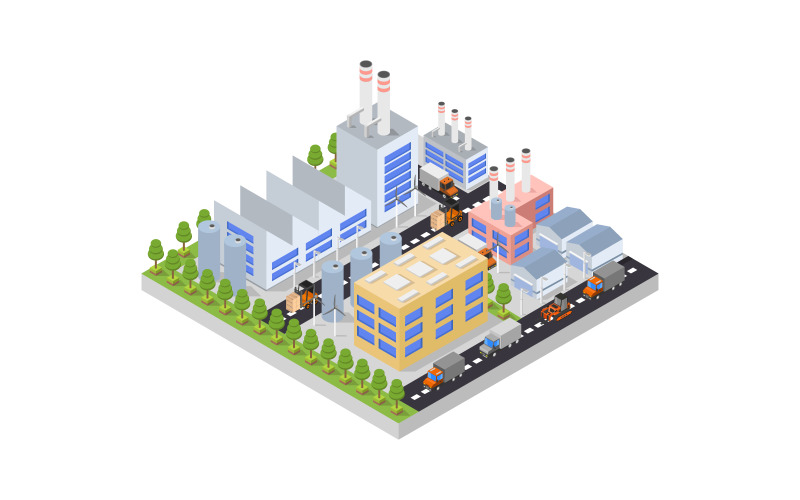 Isometric industry illustrated in vector Vector Graphic