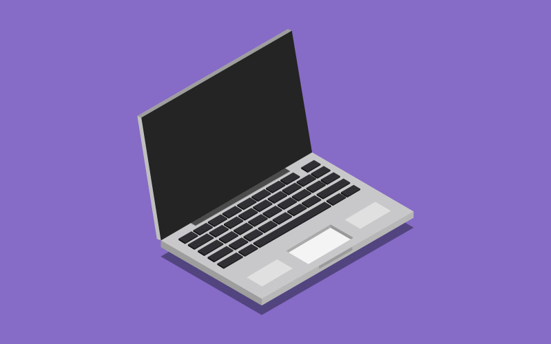 Laptop illustrated in vector on a white background Vector Graphic