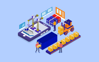 Logistic technology illustrated in vector on a white background