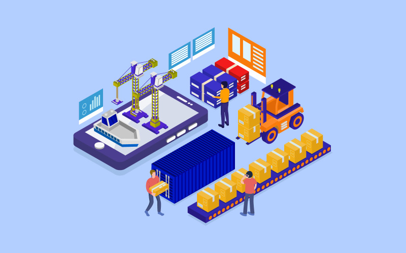 Logistic technology illustrated in vector on a white background Vector Graphic