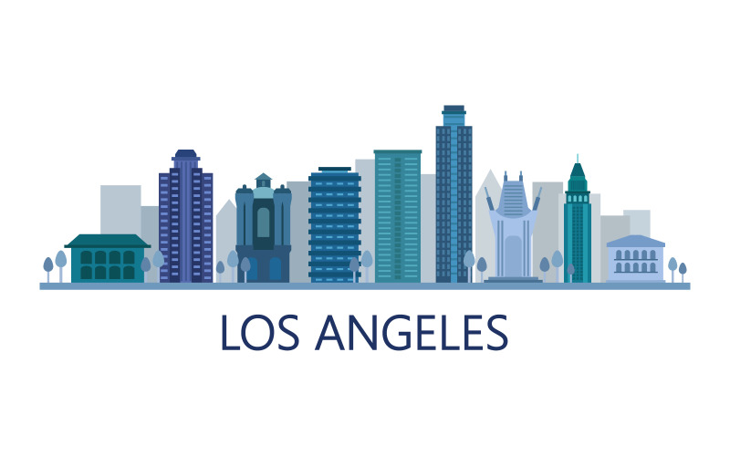 Los Angeles skyline illustrated in vector on a white background Vector Graphic
