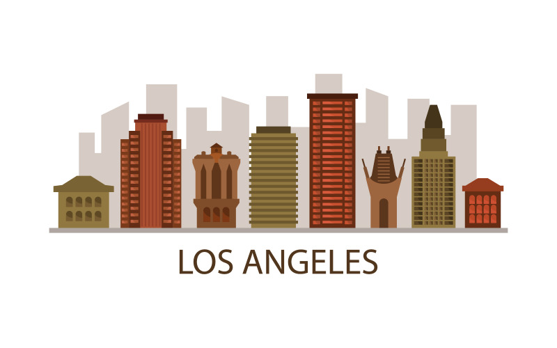 Los Angeles skyline illustrated in vector Vector Graphic