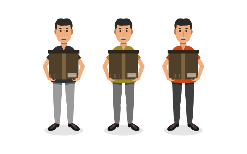 Man carry box illustrated in vector on a white Vector Graphic