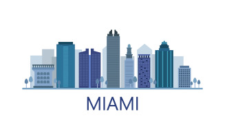 Miami skyline illustrated in vector on a white background