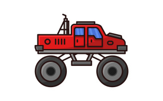 Monster truck illustrated in vector on a white background