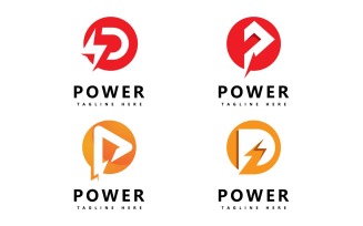 P Power Vector Logo Template. P Letter With Power Sign V10