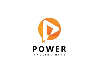 P Power Vector Logo Template. P Letter With Power Sign V6