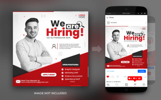 We Are Hiring Job Vacancy Social Media Instagram And Facebook Promotion Post Flyer Design Template
