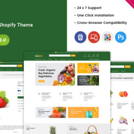 Greenstuffs Vegetable Organic Shopify Theme #241354