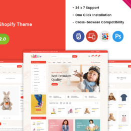 Kidzze Kids Clothing Toys Store Shopify Theme #243961