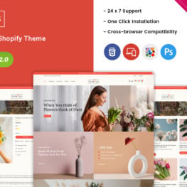Florals Flower Shop and Florist Shopify Theme #248030