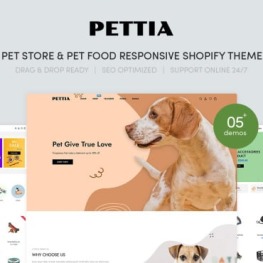 Pettia Pet Store Pet Food Shopify Theme #255629