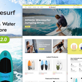 Bluesurf Surfing Board Water Sports Shopify Theme # 385656