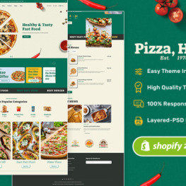 PizzaHey Pizza Fast Food Restaurants Shopify Theme # 388885