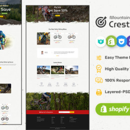 CrestRide Sports Bicycles Bikes Shopify Theme # 400680