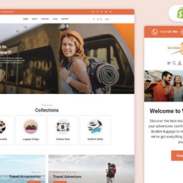 WanderGear Travel Accessories Store Shopify Theme # 432108