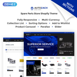 AutoZach Auto Parts Shopify Theme #68147