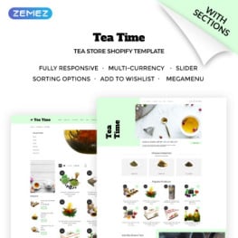 Tea Time Sophisticated Online Tea Shopify Theme #72041