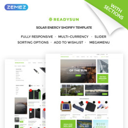 ReadySun Solar Energy Equipment Store Shopify Theme #72058