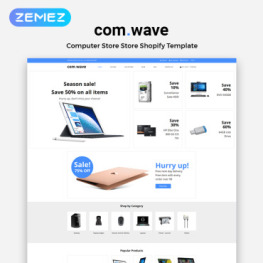Com Wave Electronics Store ECommerce Shopify Theme # 83376