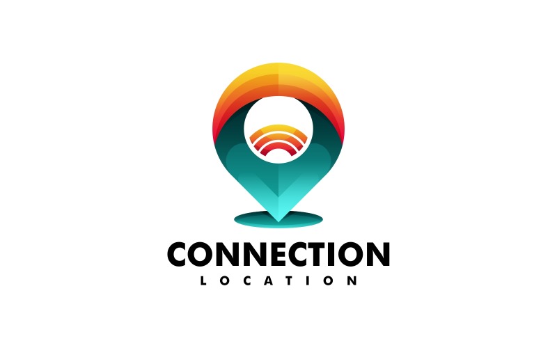Connection Location Gradient Logo Logo Template