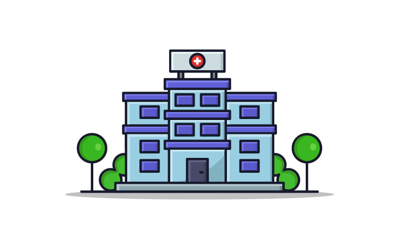 Hospital illustrated in vector on white Vector Graphic