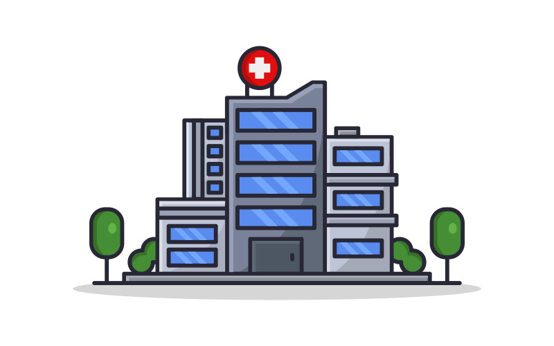 Hospital illustrated in vector Vector Graphic