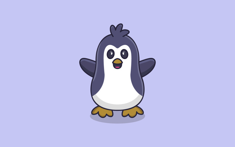 Penguin in vector on white background Vector Graphic
