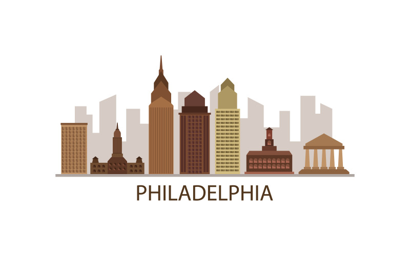 Philadelphia skyline in vector on a background Vector Graphic