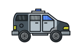 Police car in vector on background
