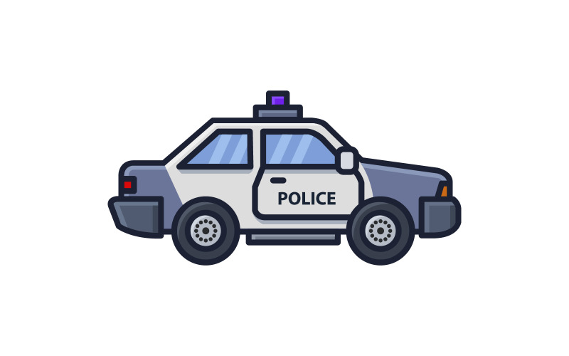 Police car in vector on white background Vector Graphic