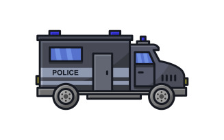 Police van in vector on white background