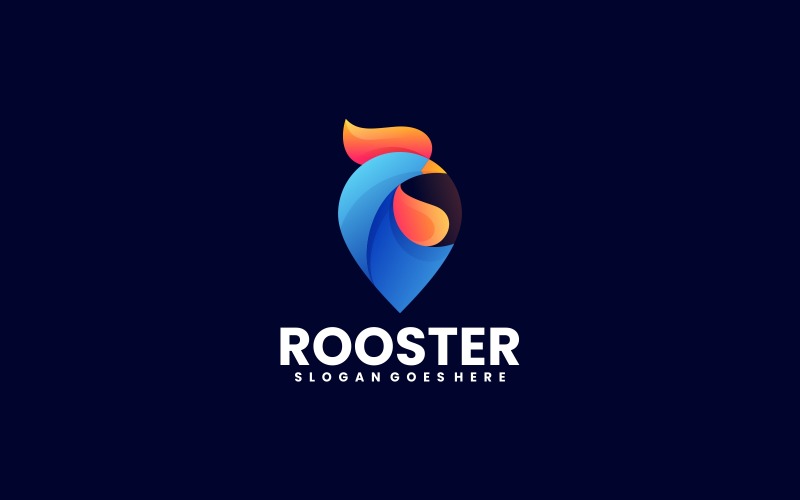 Rooster Head Gradient Colorful Logo Style Logo Template