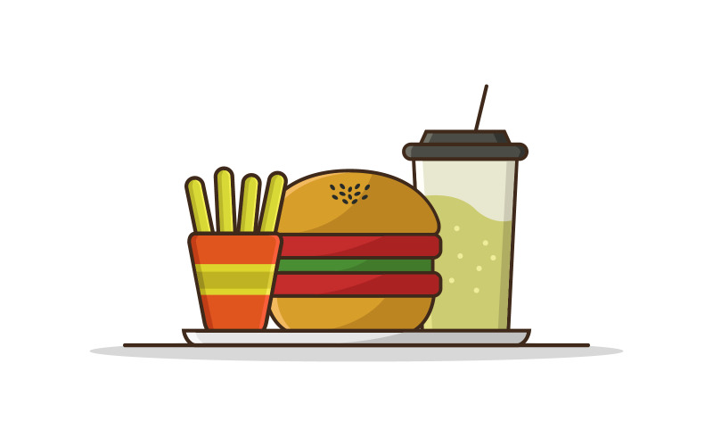 Sandwich and drinks in vector Vector Graphic