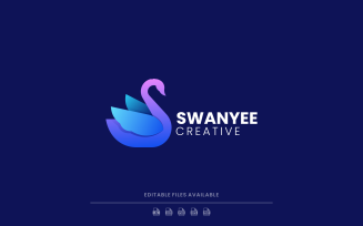 Swan Bird Gradient Logo Template