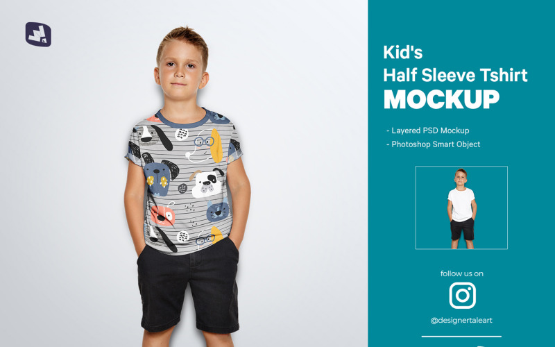Kid’s Half Sleeve Tshirt Mockup Product Mockup