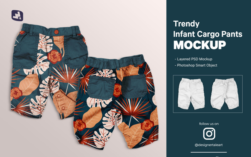 Trendy Infant Cargo Pants Mockup Product Mockup