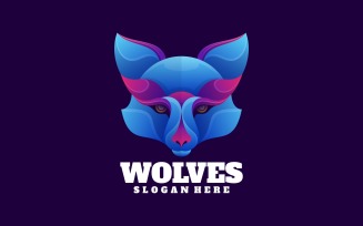 Head Wolf Gradient Logo Style