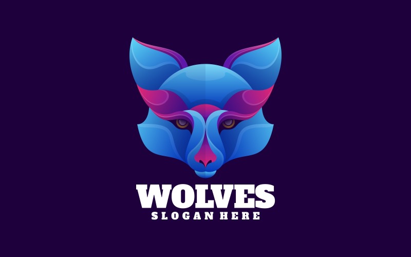 Head Wolf Gradient Logo Style Logo Template