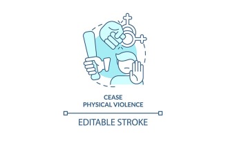 Cease Physical Violence Turquoise Concept Icon